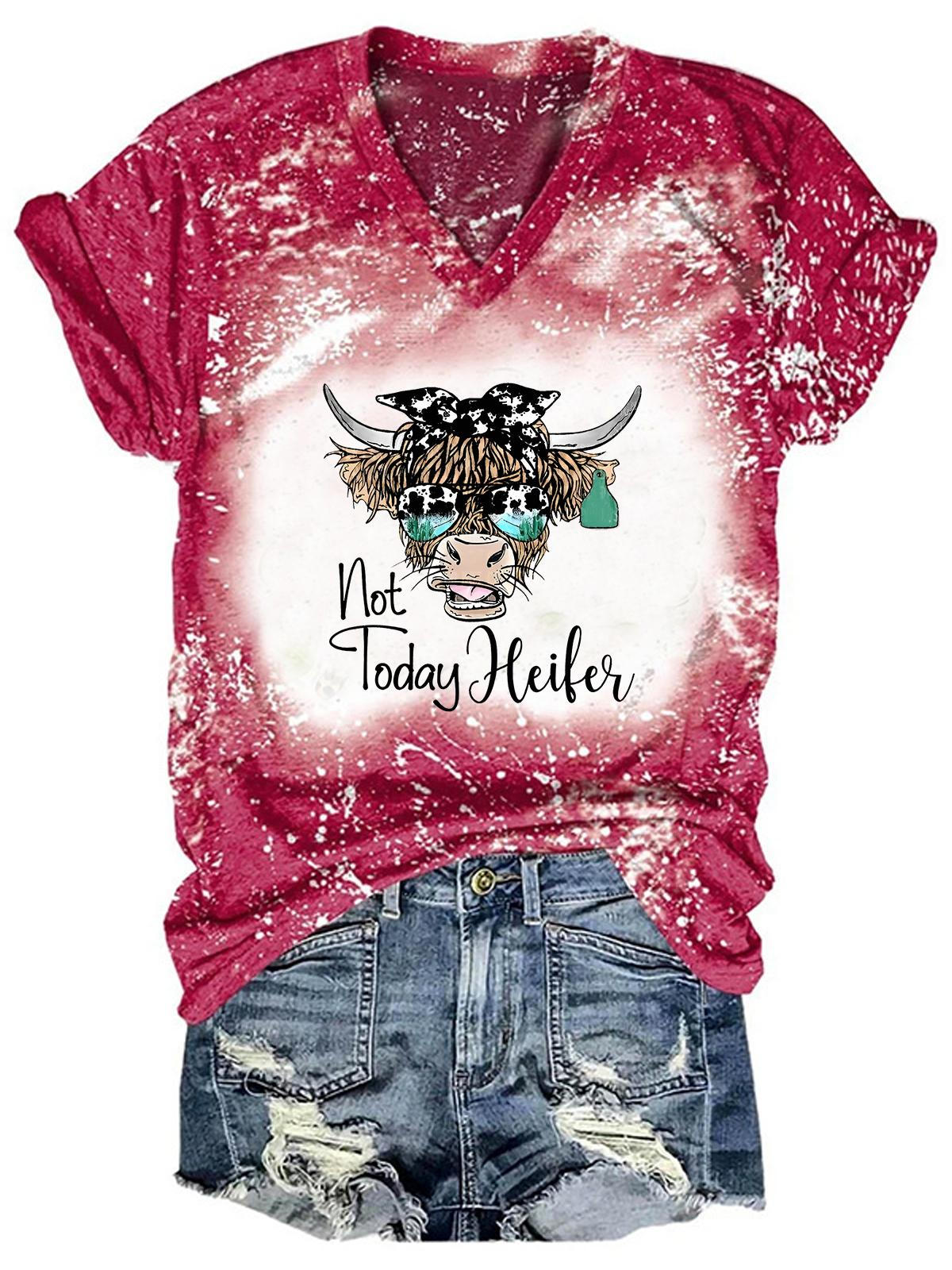 Not Today Heifer Print Tie Dye Top