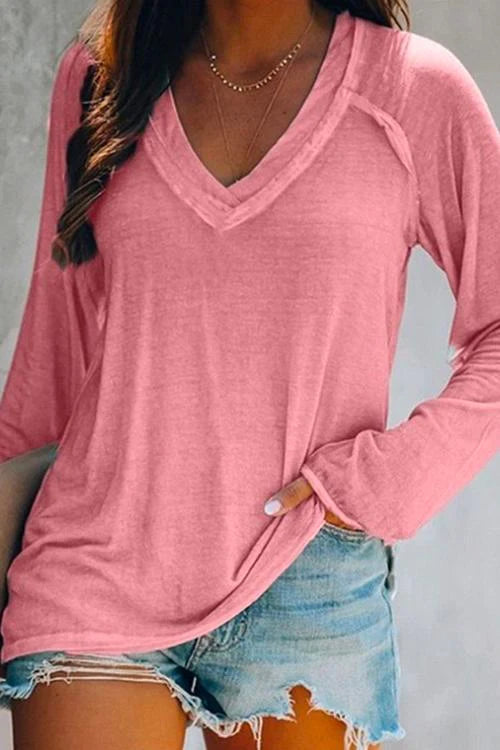 Trixiedress V Neck Long Sleeves Cozy Top
