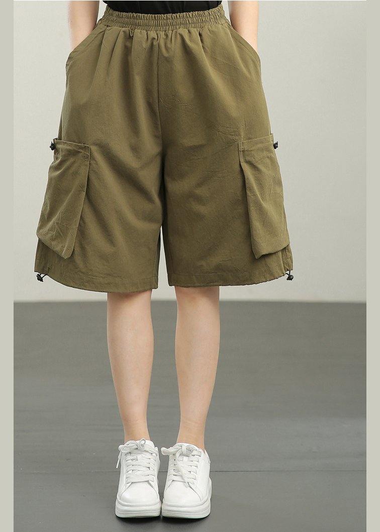 Casual Green High Waist hot pants Summer